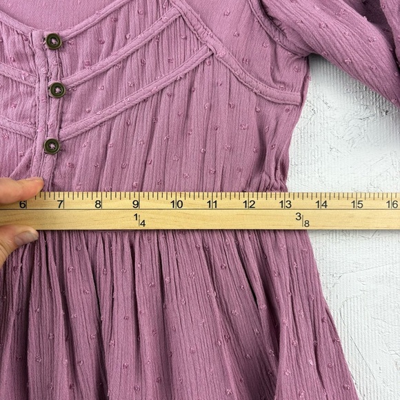 Rewind Lavender Button-Front Peplum Blouse Cottagecore Flowy Sleeves Small Boho - Picture 9 of 11